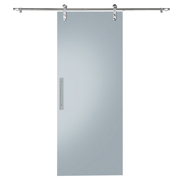 Renin Glacier Frosted Glass Barn Door with Installation Hardware Kit 33